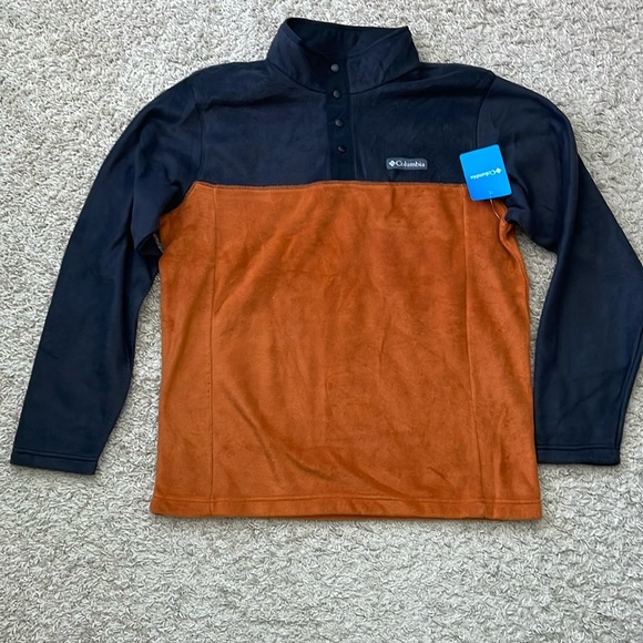 NWT Mens Columbia Steens Mountain Half Snap Warm Copper/Black Fleece Jacket Sz M - Picture 2 of 11